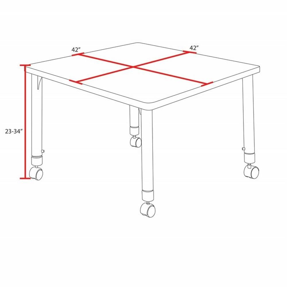 42" Square Mobile Table with 4 Stack Chairs V7942