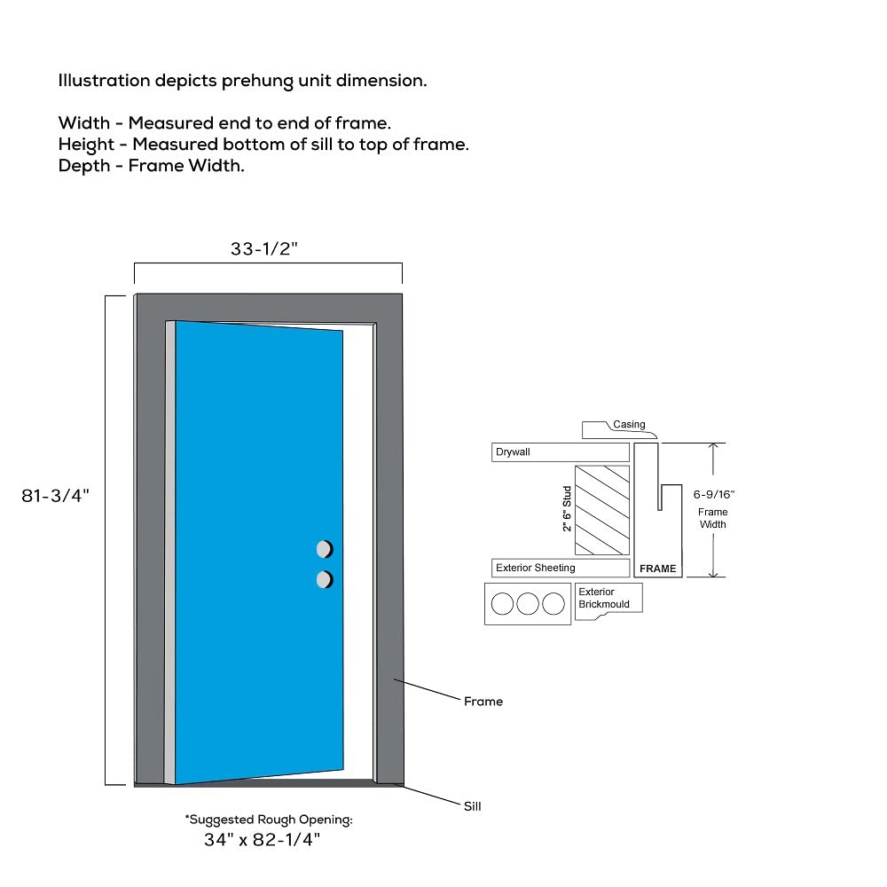 Steel Primed Left-Hand Inswing 2-Panel Single Prehung Front Door 32" x 80" O55777