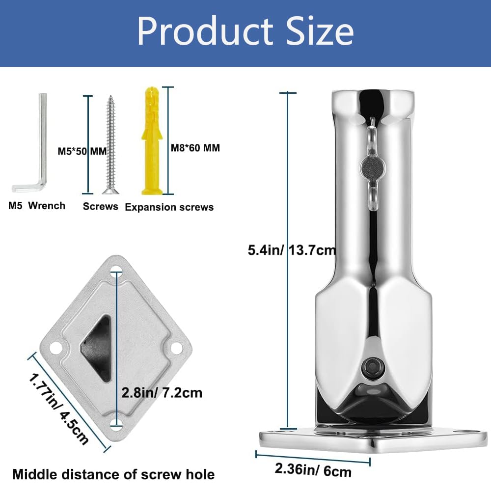 Heavy Duty 304 Stainless Steel Adjustable Flag Pole Holder X915959