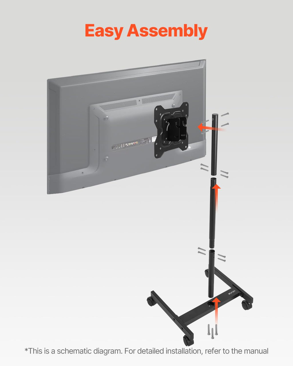 Rolling TV Stand for 17-55 Inch Screens with Wheels W79584