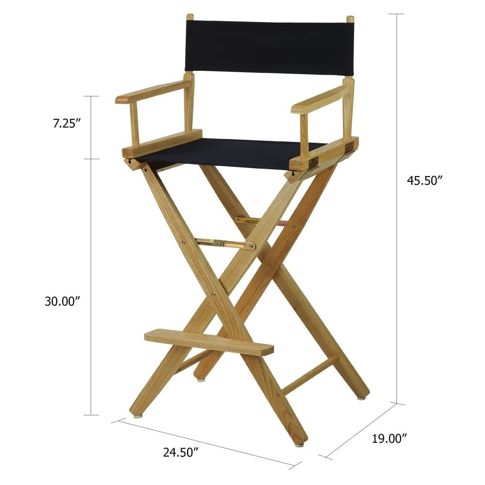 Extra-Wide Bar Height Director's Chair Black Canvas P372