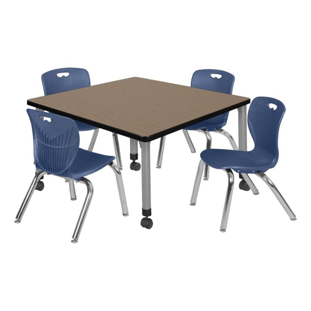 42" Square Mobile Table with 4 Stack Chairs V7942