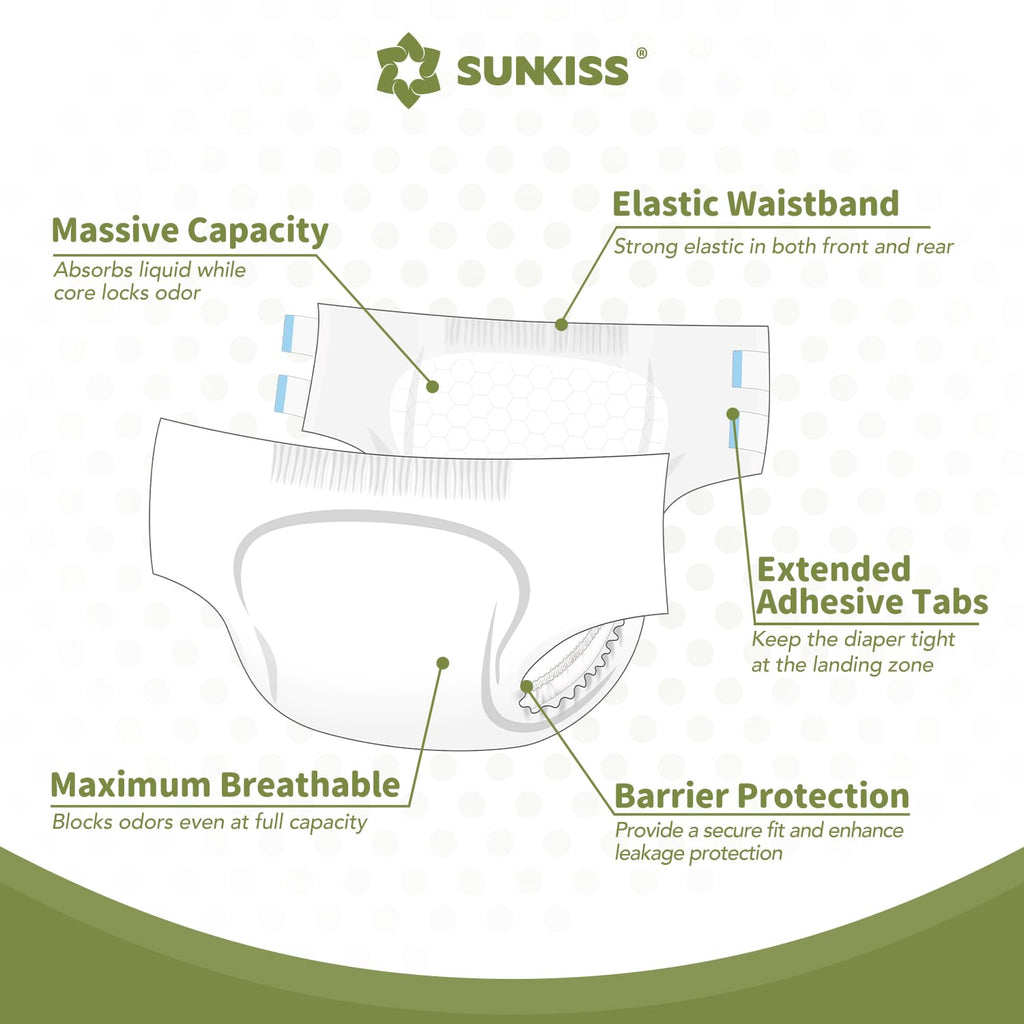 Adult Diapers with Tabs, L/XL, White, 40 Count Z891