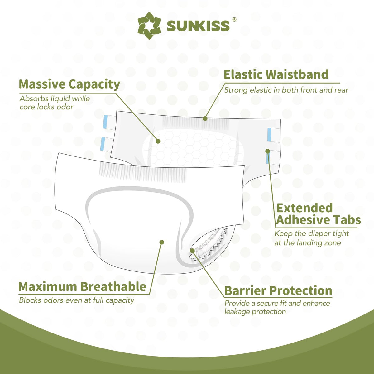 Adult Diapers with Tabs, L/XL, White, 40 Count Z891