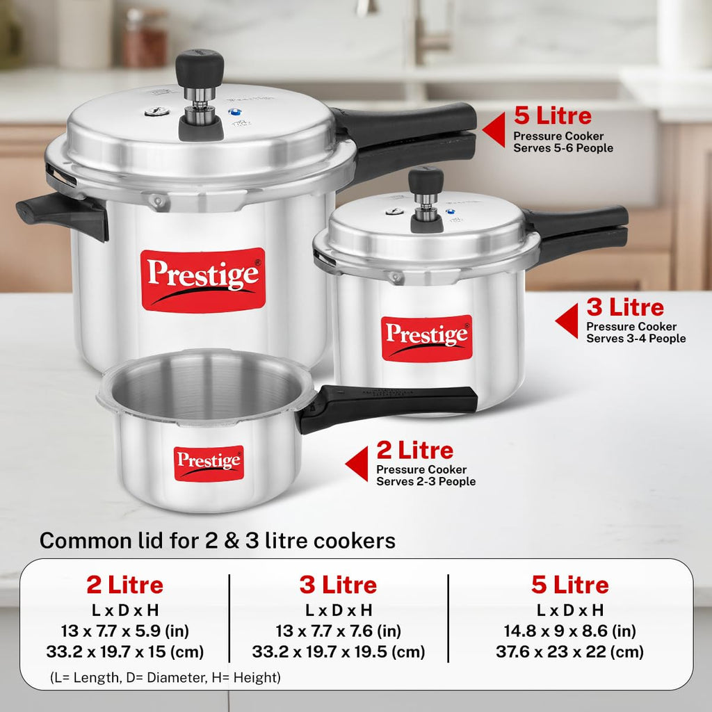 2L+3L+5L Aluminium Pressure Cooker Set with 2 Lids Q18595