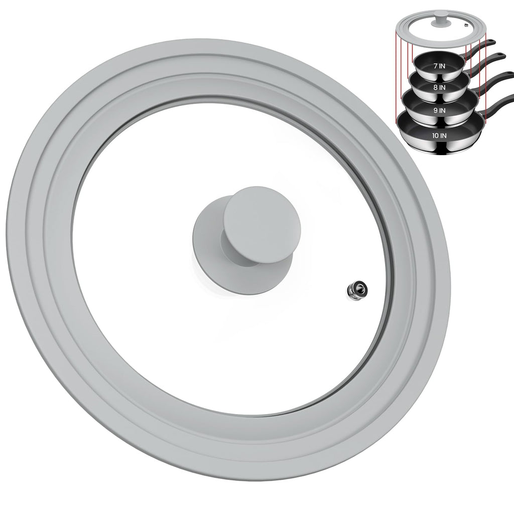 Tempered Glass Universal Lid with Silicone Rim Fits 8" 9" 9.5" Cookware B244