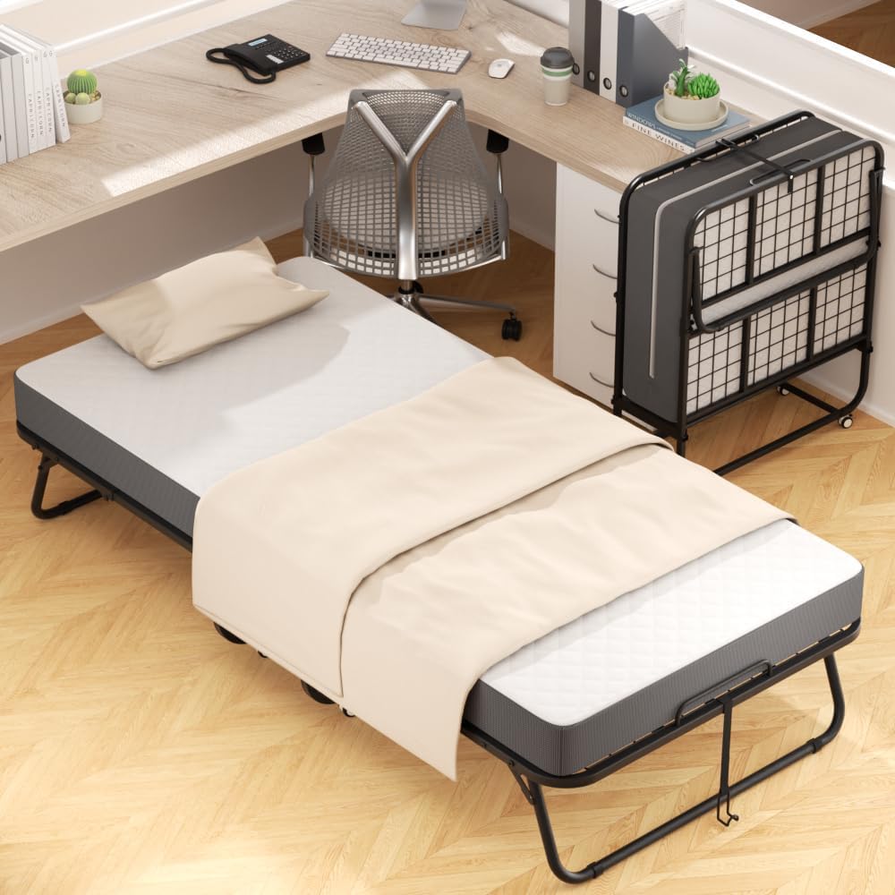 Folding Guest Bed Single Size with 5 Inch Memory Foam Mattress X26421
