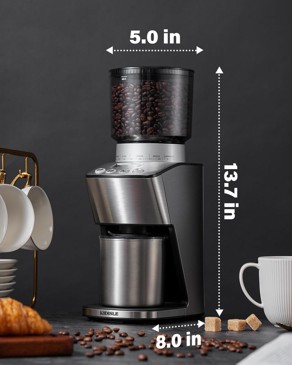 Electric Conical Burr Coffee Grinder with 51 Grind Settings N226859