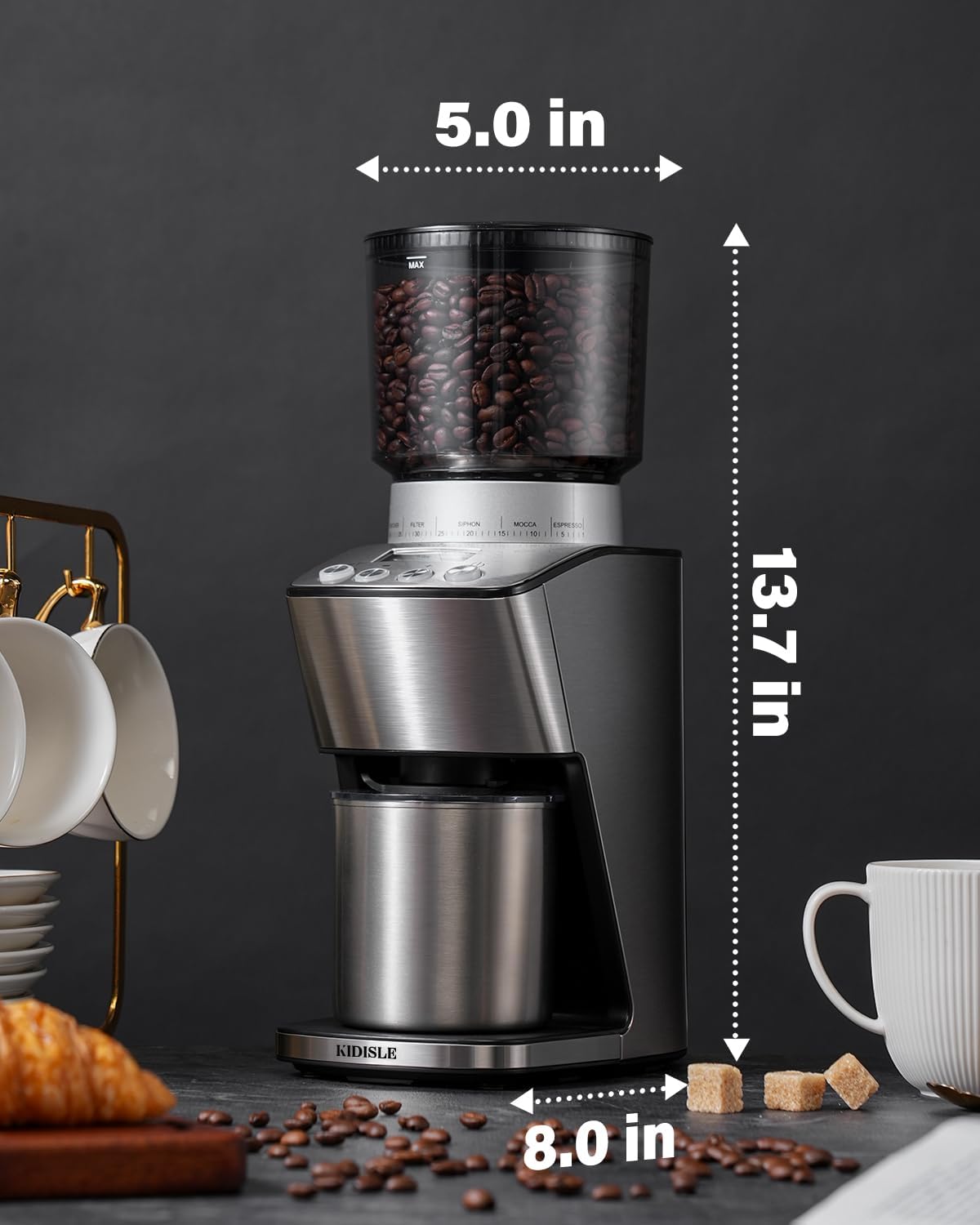 Electric Conical Burr Coffee Grinder with 51 Grind Settings N226859