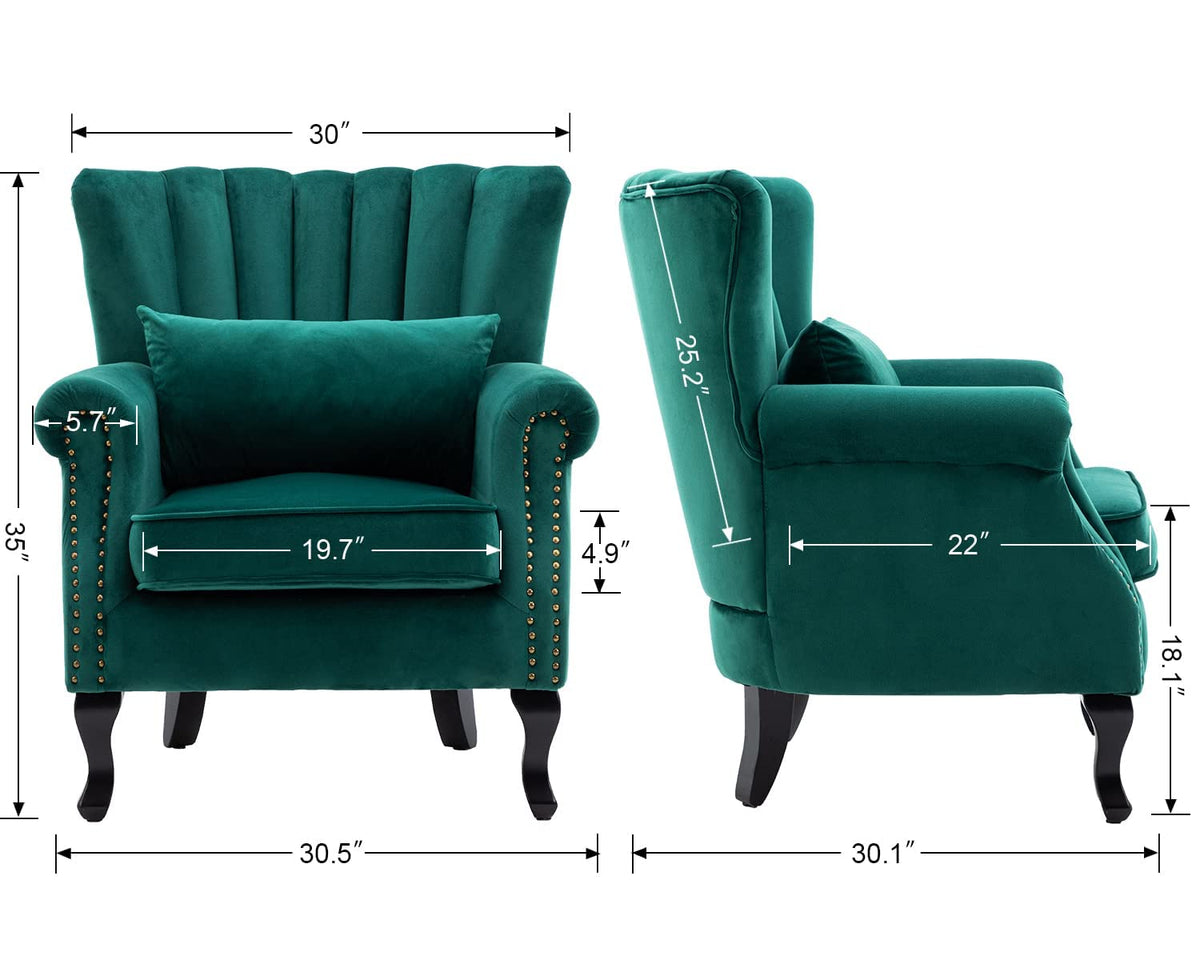 Velvet Accent Chairs Set of 2 Green F60214