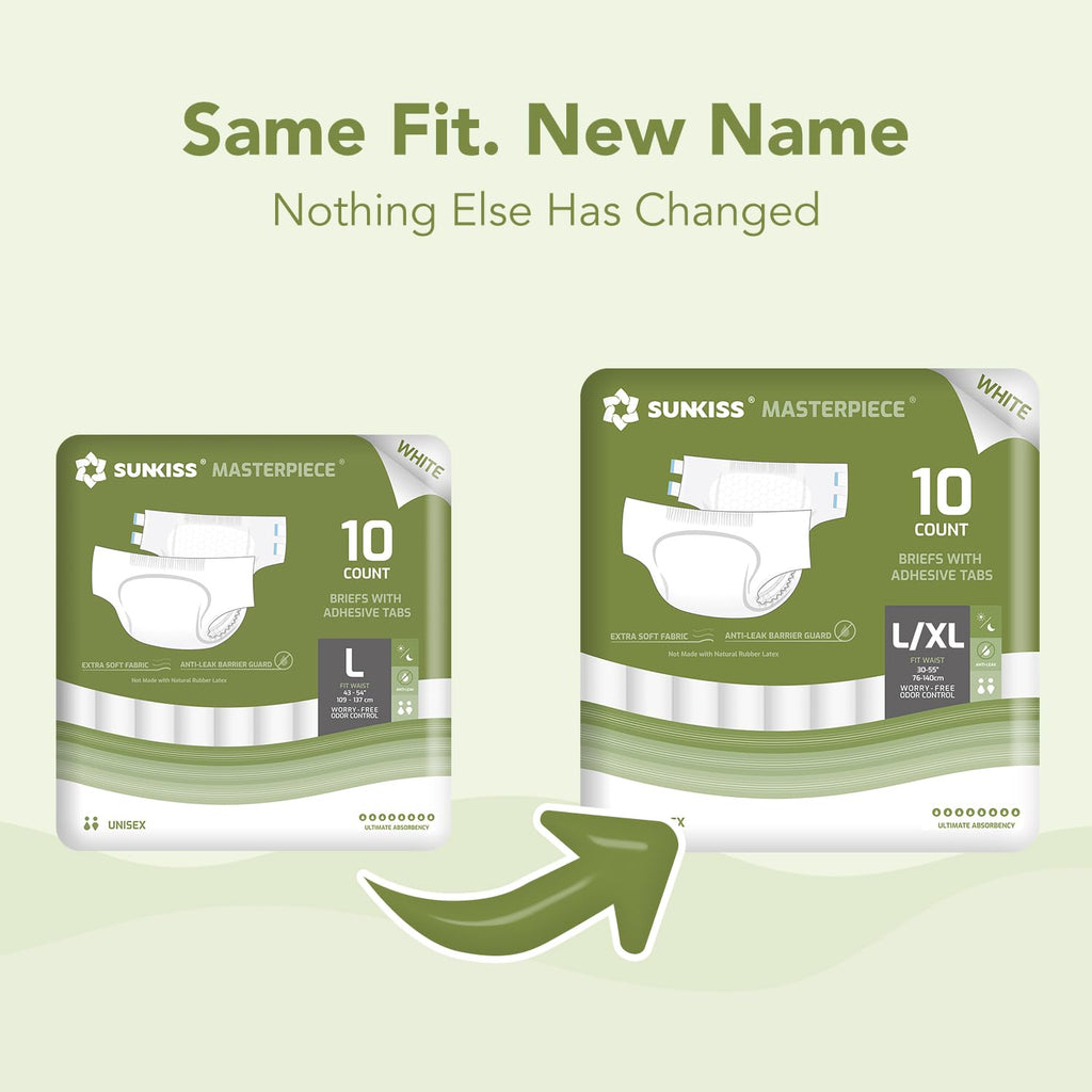 Adult Diapers with Tabs, L/XL, White, 40 Count Z891