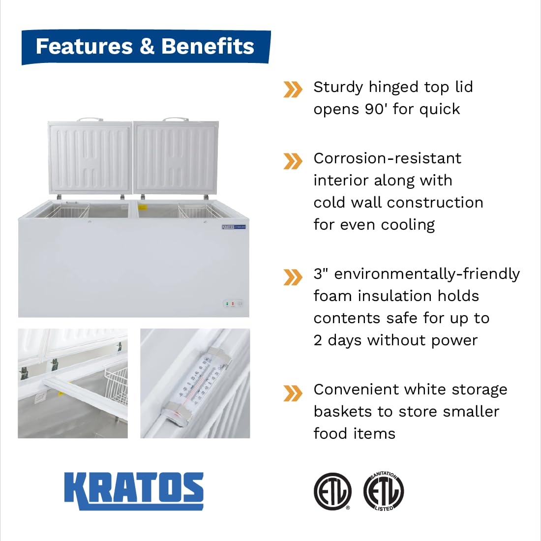 White 30 Cu Ft Chest Freezer W76065