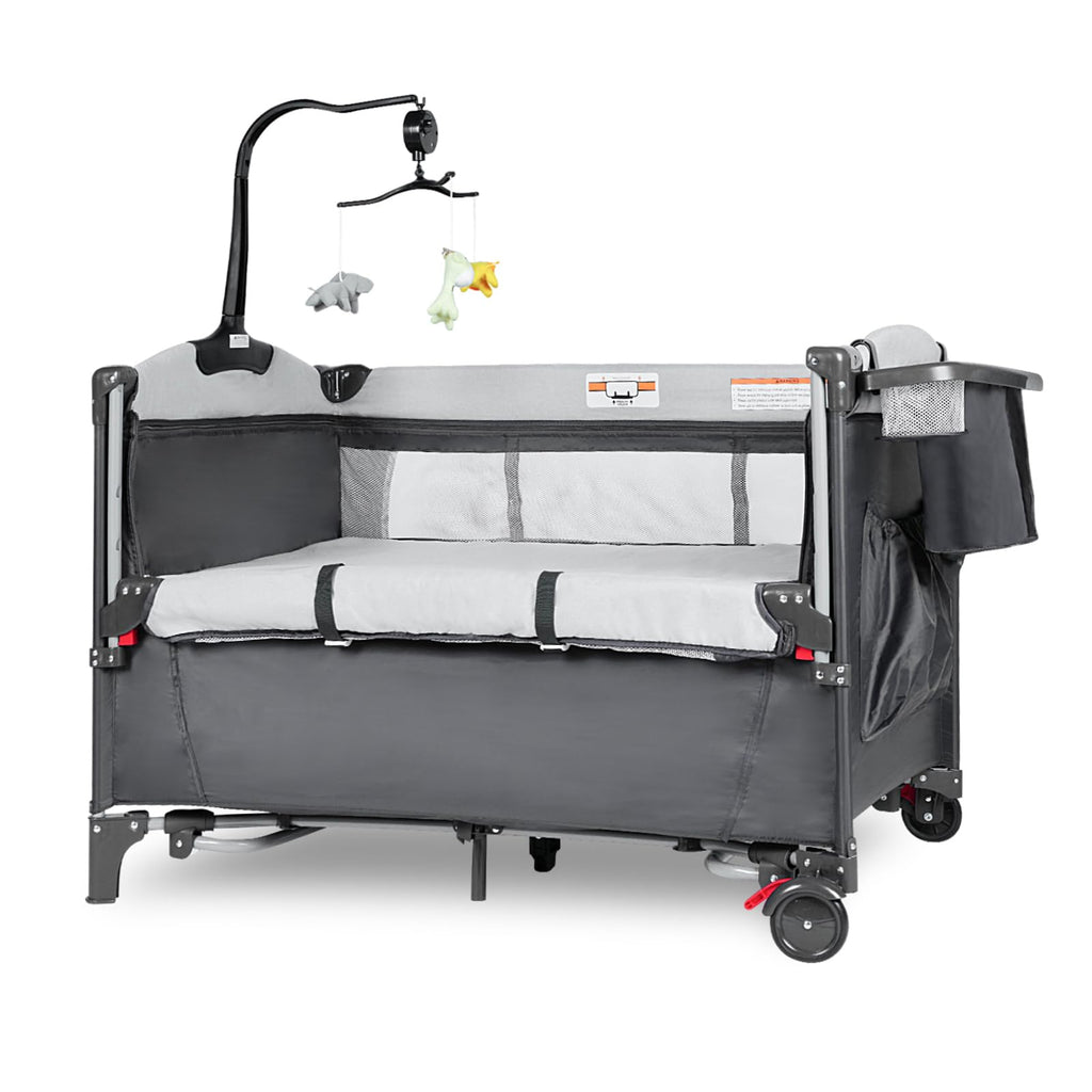 5-in-1 Pack and Play Baby Bassinet Bedside Sleeper Grey M36406