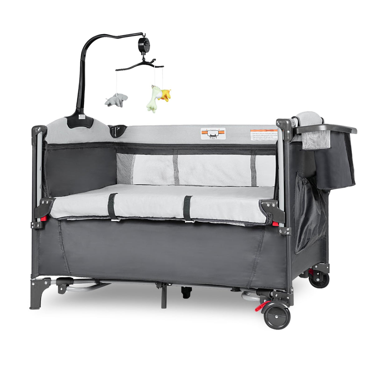 5-in-1 Pack and Play Baby Bassinet Bedside Sleeper Grey M36406