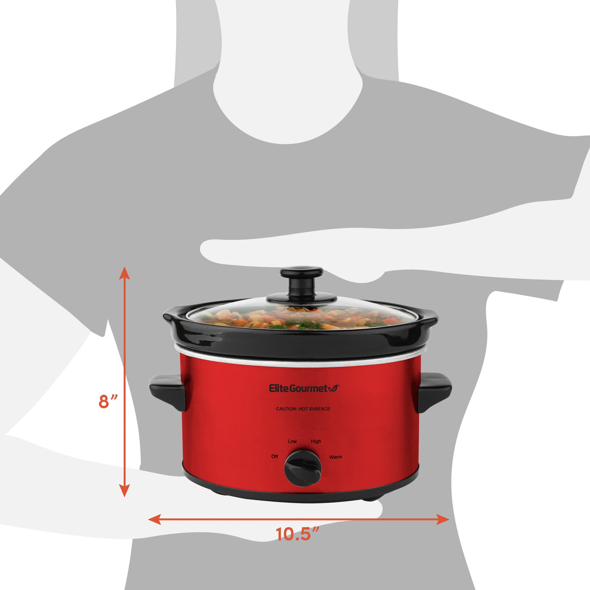 Electric Oval Slow Cooker, 2 Qt, Metallic Red K873943