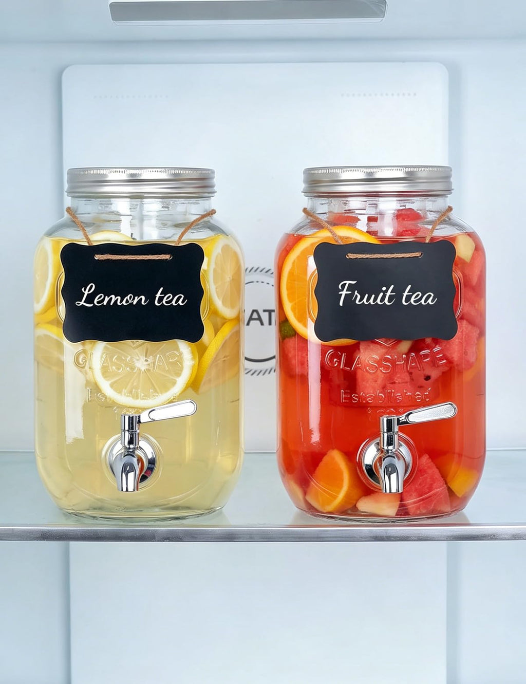 Glass Drink Dispensers 2 Pack with Stand W21336
