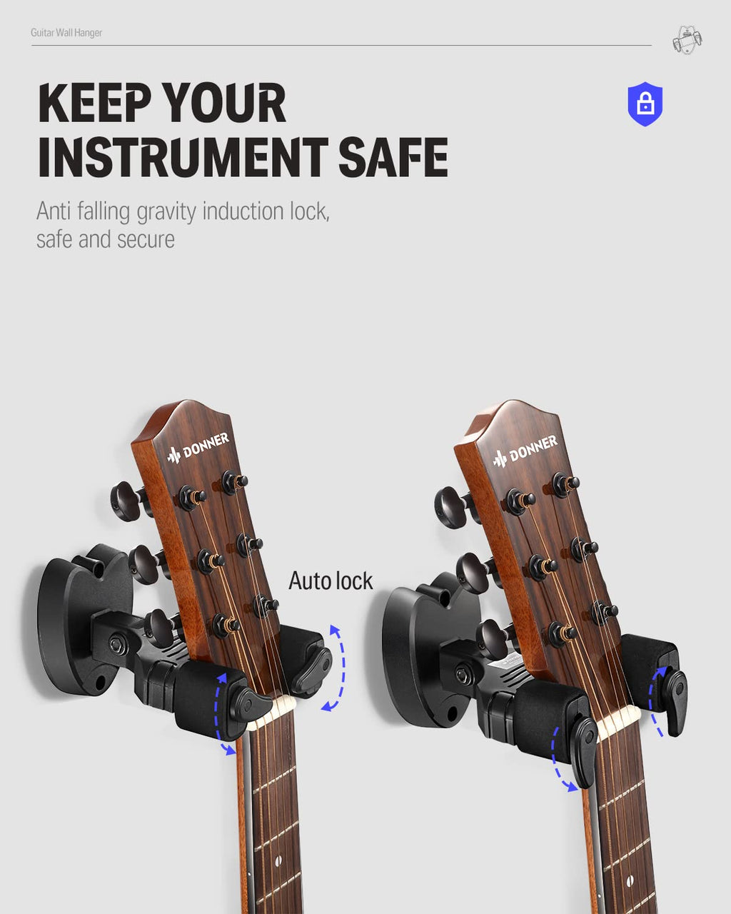 Black Guitar Wall Mount 3-Pack S868