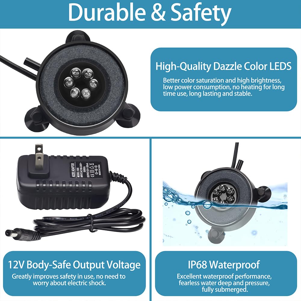 2 Inch LED Air Bubble Stone Disk with Air Tubing T553