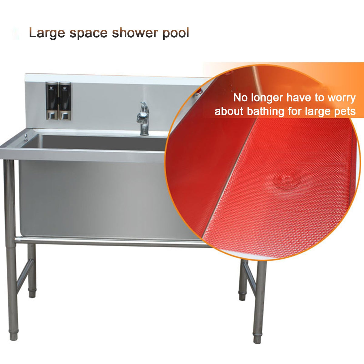 47" Stainless Steel Dog Grooming Tub with Stairs T447067