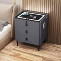 Gray 3 Tier Nightstand with Wireless Charging and Fingerprint Lock B9442