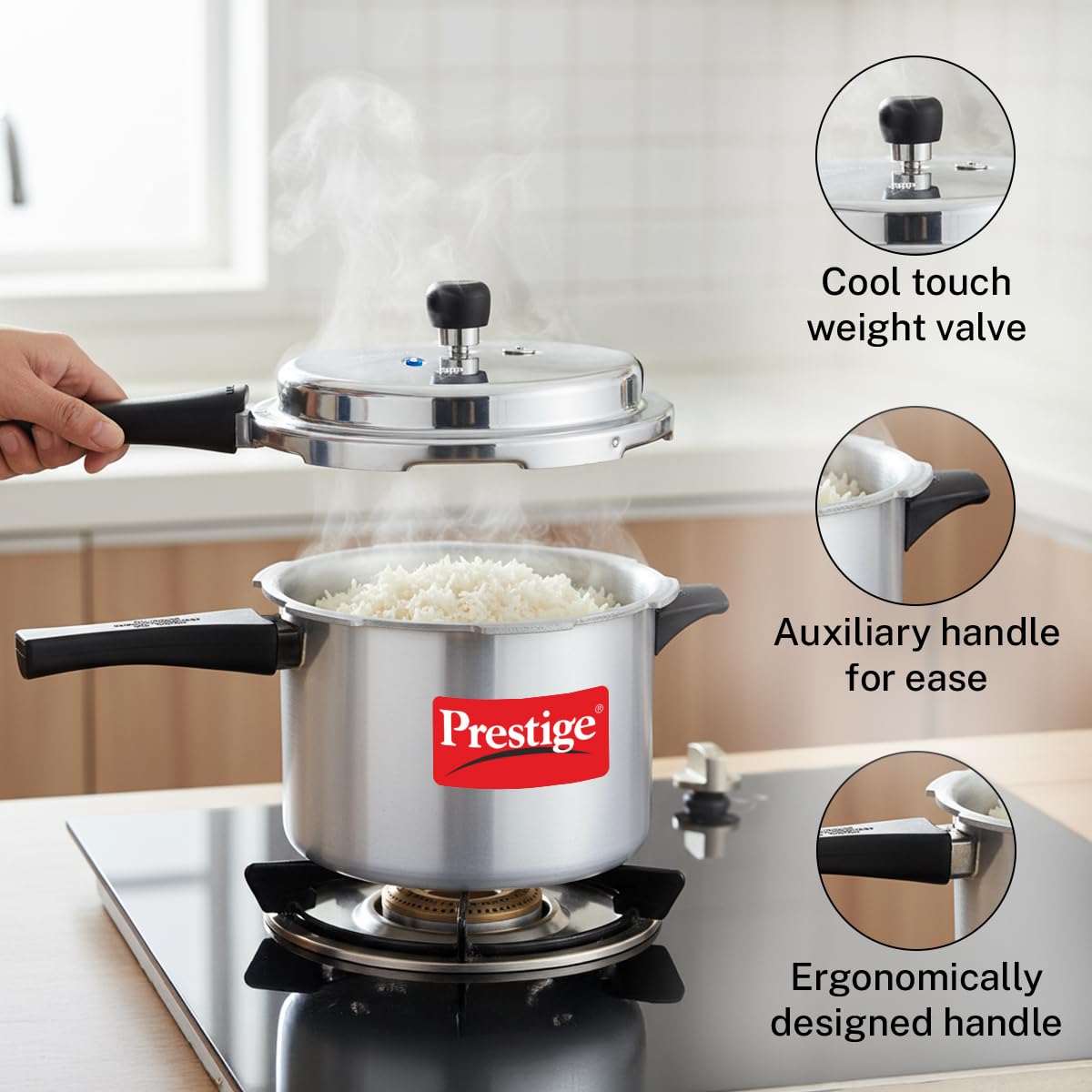 2L+3L+5L Aluminium Pressure Cooker Set with 2 Lids Q18595