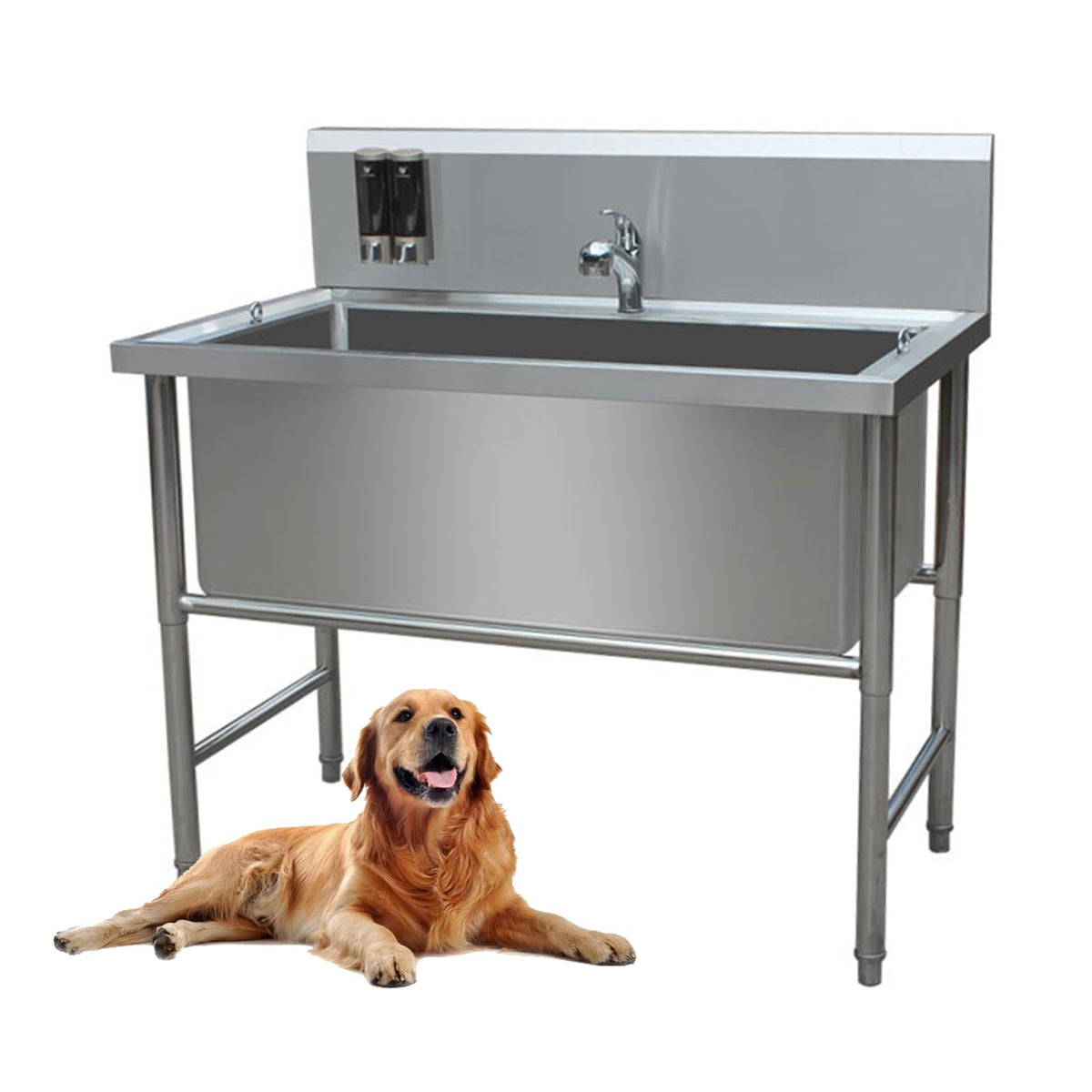 47" Stainless Steel Dog Grooming Tub with Stairs T447067