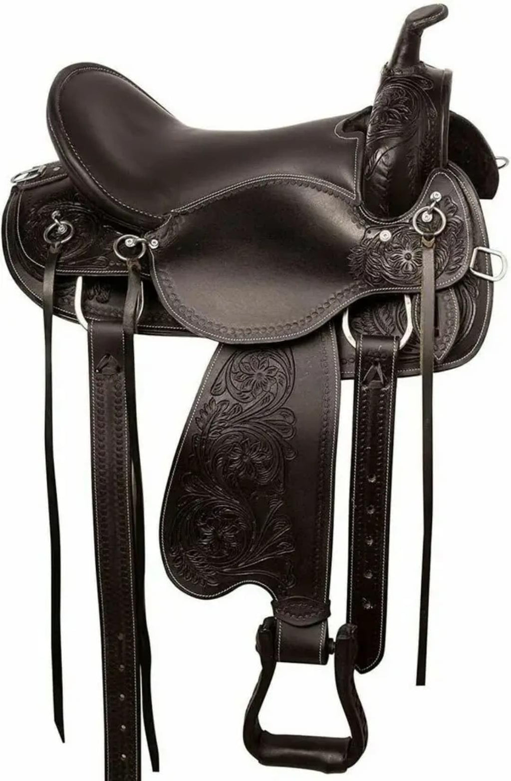 Black Floral Tooled Leather Western Saddles Combo Tack Set B359780