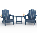 HDPE Folding Adirondack Chair Set of 2 with Side Table, Navy Blue Y3483
