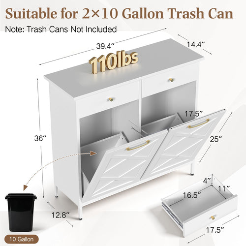 10 Gallon Metal Double Tilt Out Trash Can Cabinet Z301720
