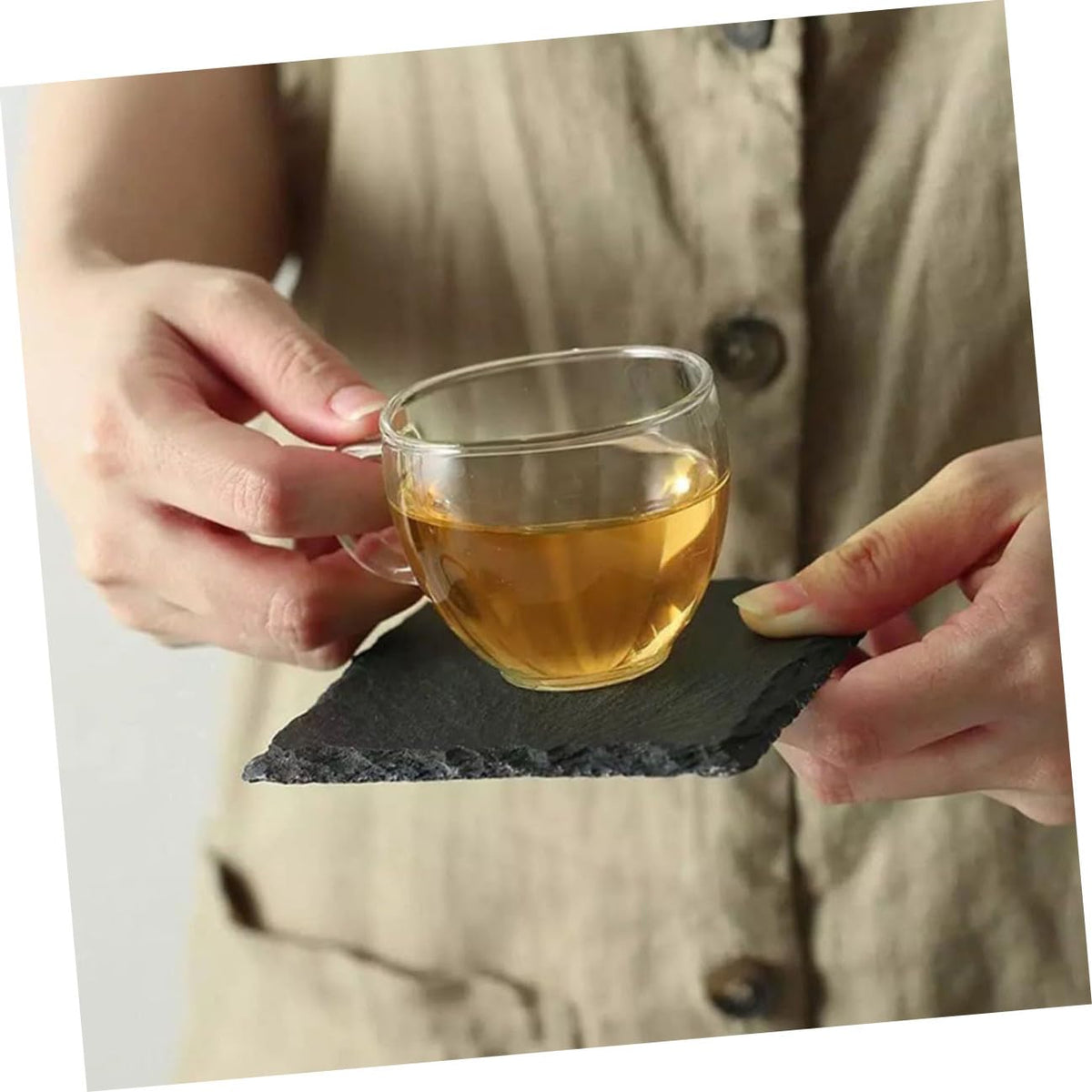 12pcs Natural Stone Coasters Set Q523