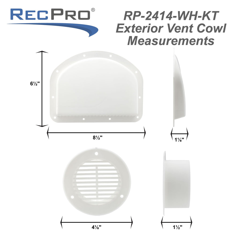White Trailer Exterior Vent Cowl with Grill 2 Pack Z470453