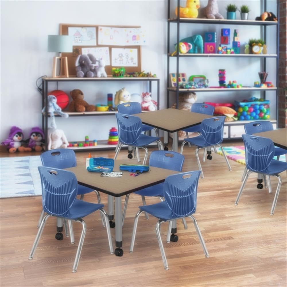 42" Square Mobile Table with 4 Stack Chairs V7942