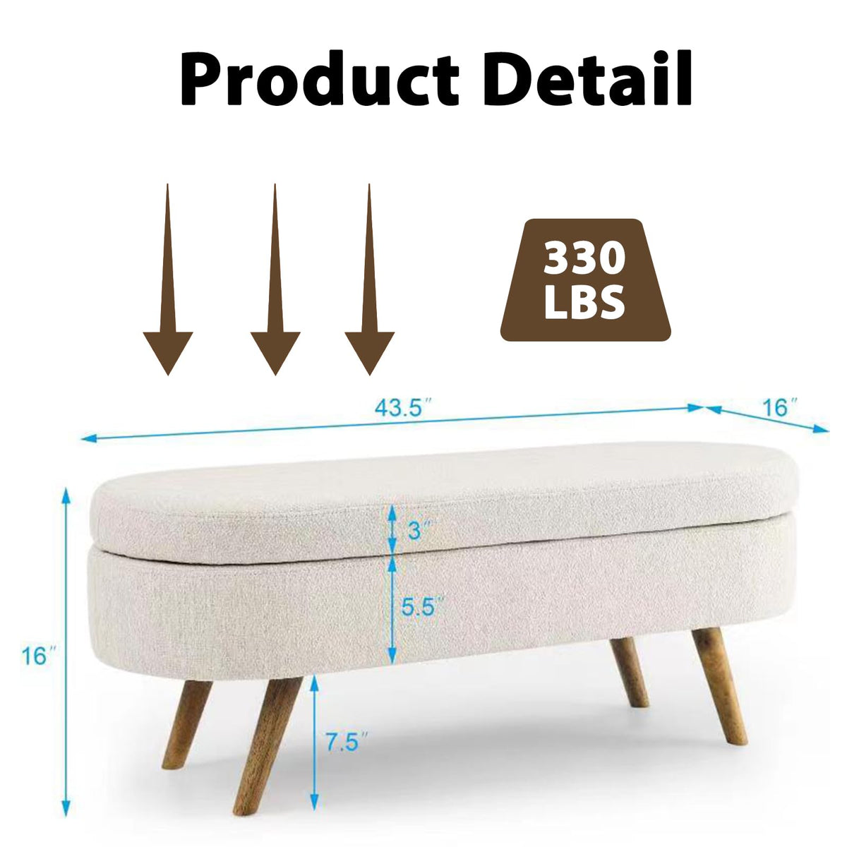 43.5” Upholstered Storage Ottoman Bench M630862