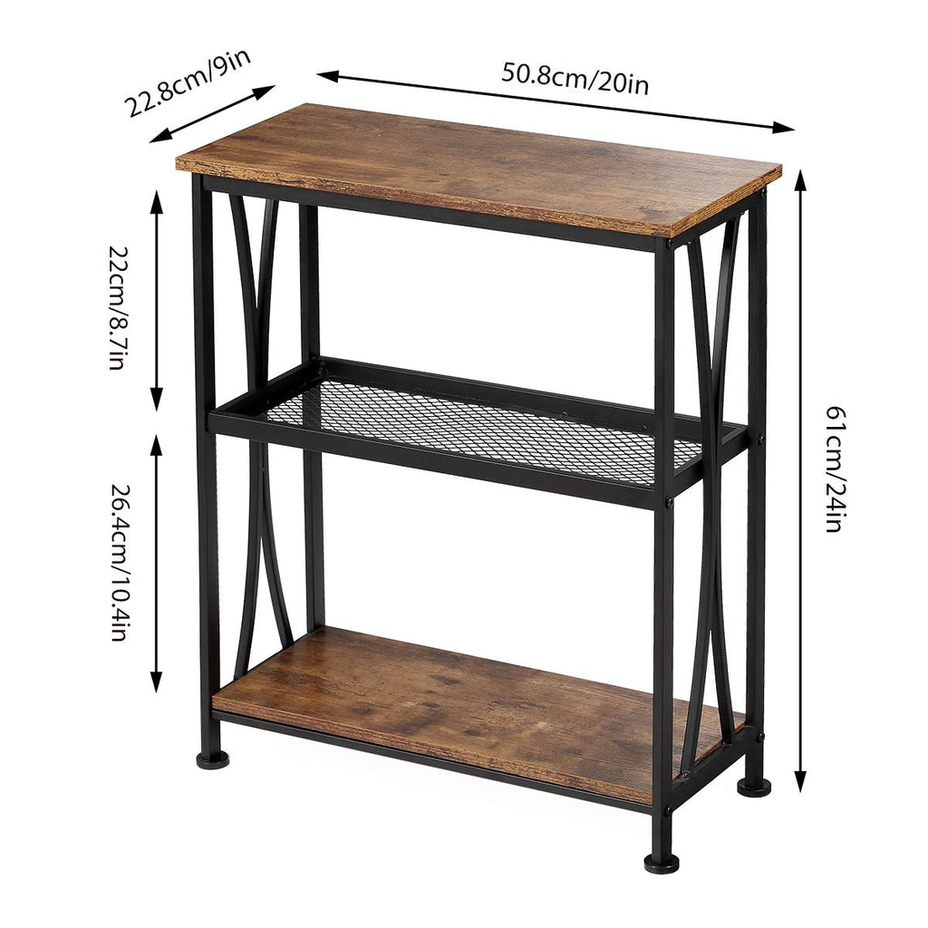 Narrow 3-Tier Side Table with Storage Shelves T468