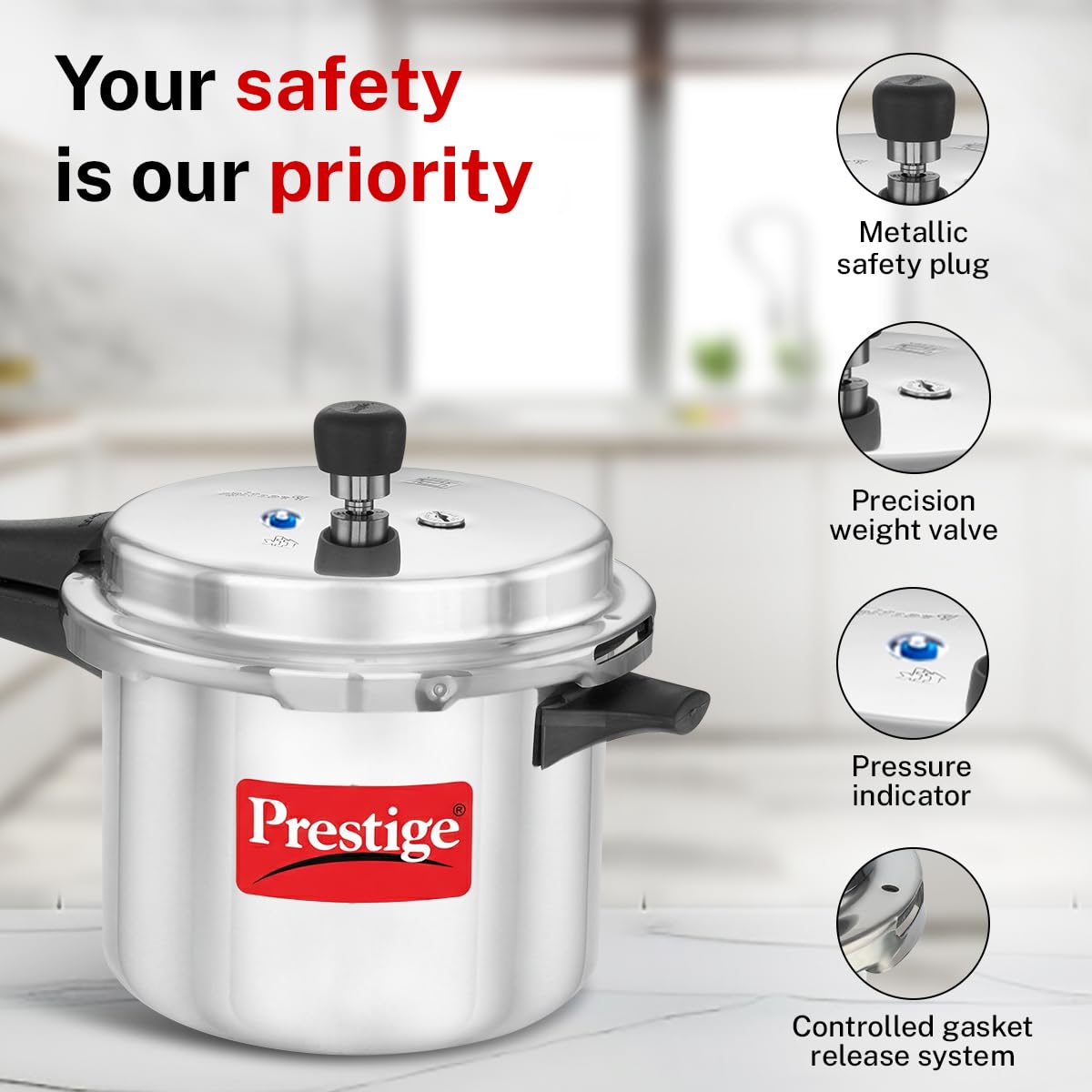 2L+3L+5L Aluminium Pressure Cooker Set with 2 Lids Q18595