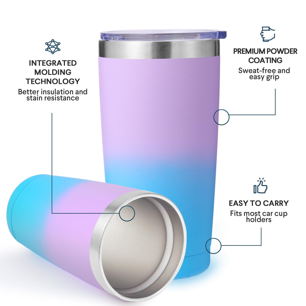 20oz Stainless Steel Insulated Tumbler with Lid and Straw 4 Pack L719807