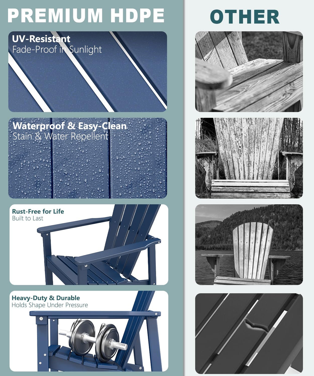 Navy Blue HDPE Adirondack Chair Set of 8 G1971
