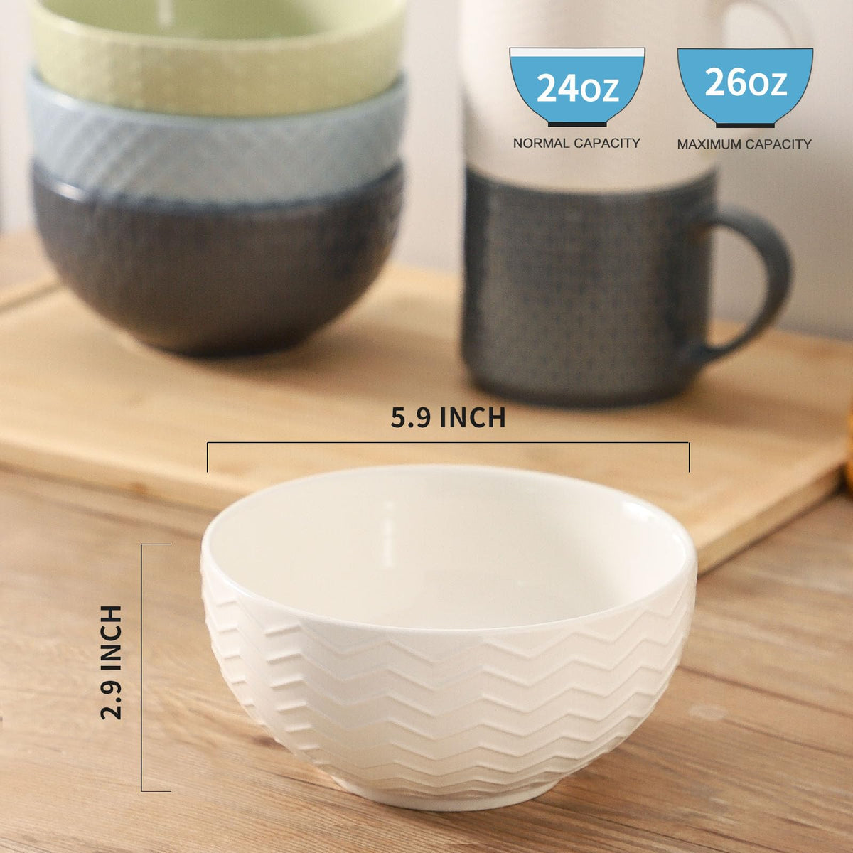 Ceramic Cereal Bowls Set of 4 W4930