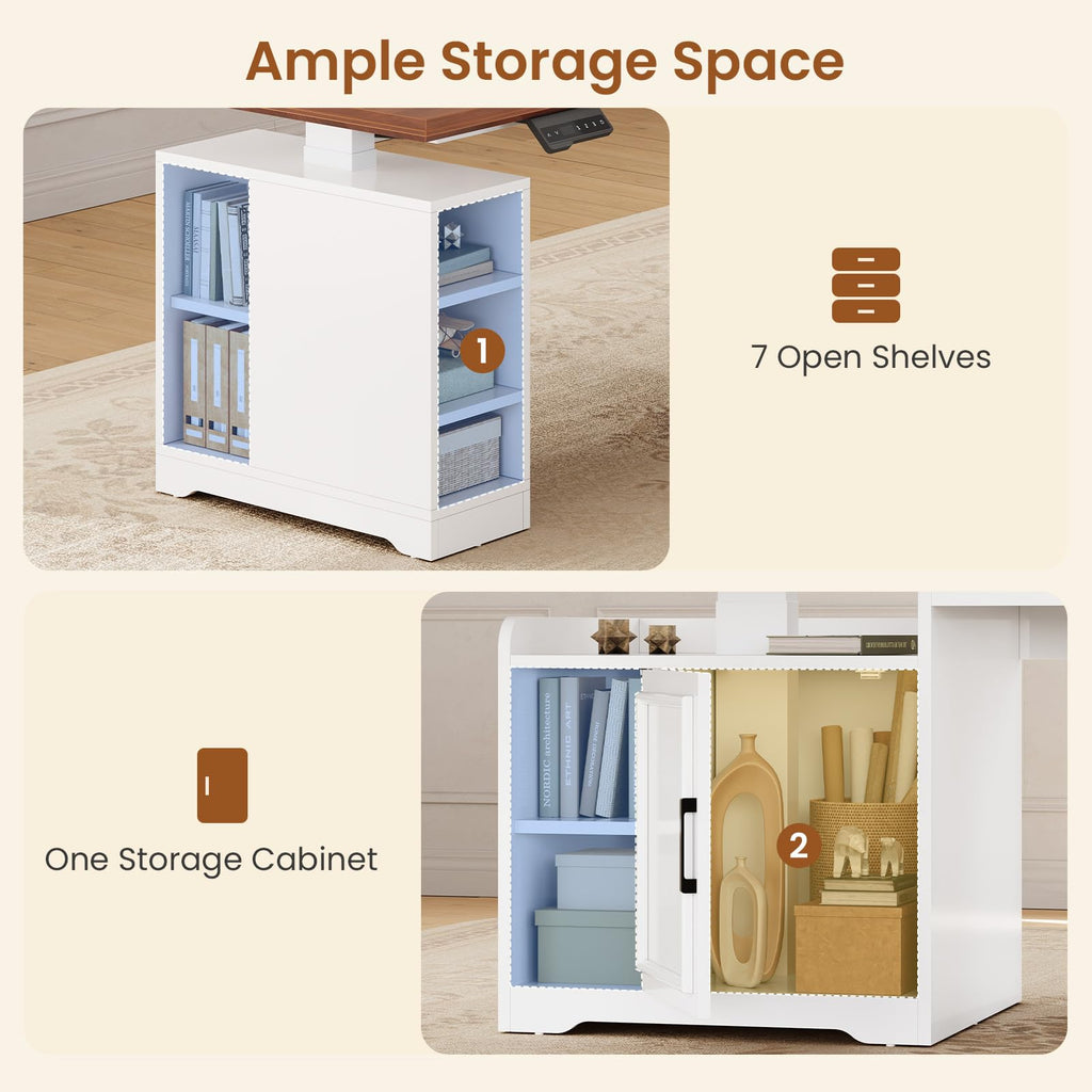 L Shaped Standing Desk with Storage Q748