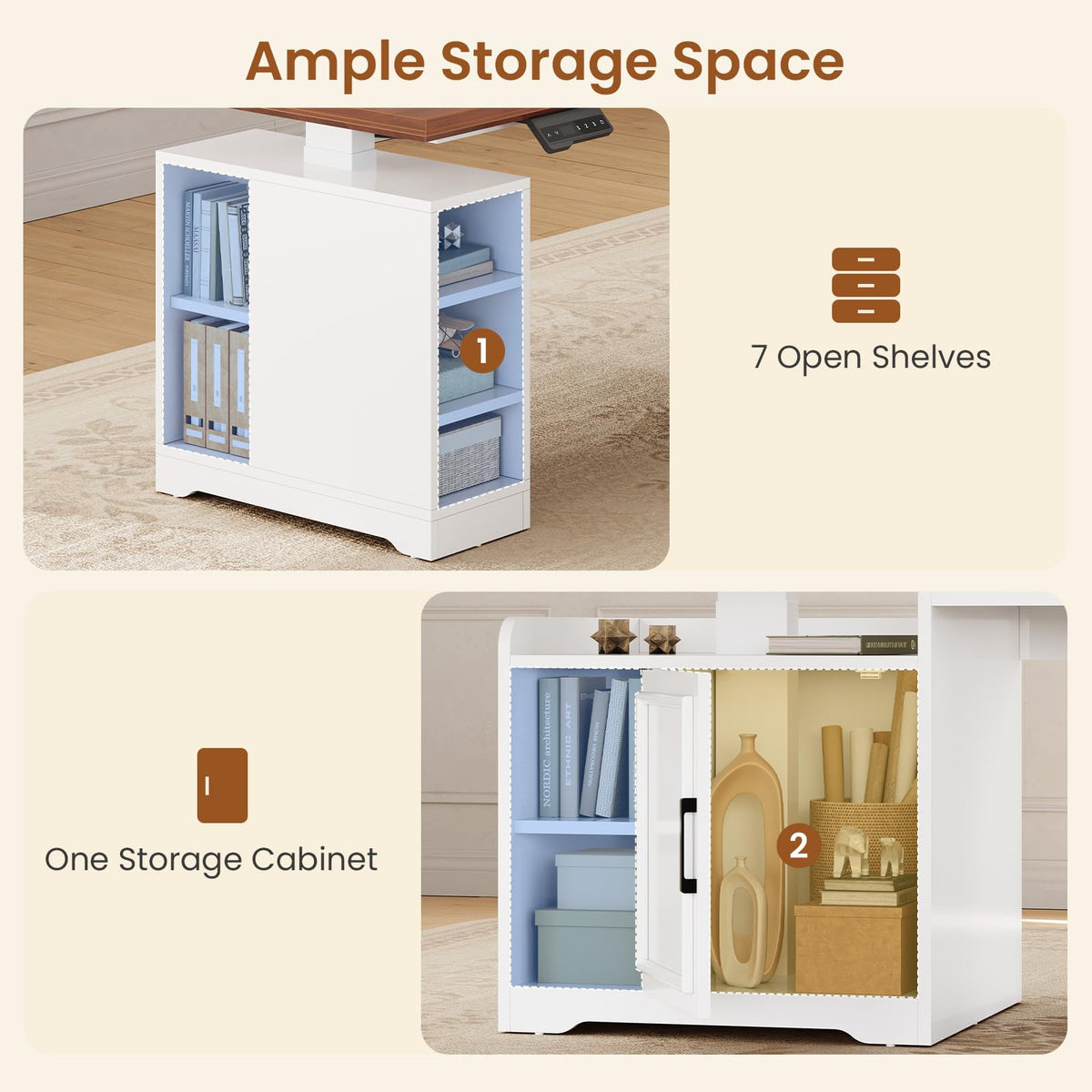 L Shaped Standing Desk with Storage Q748