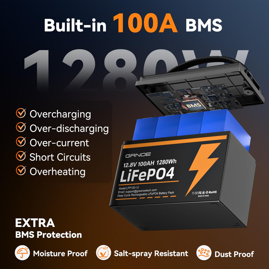 12V 100Ah LiFePO4 Lithium Battery 2 Pack C948