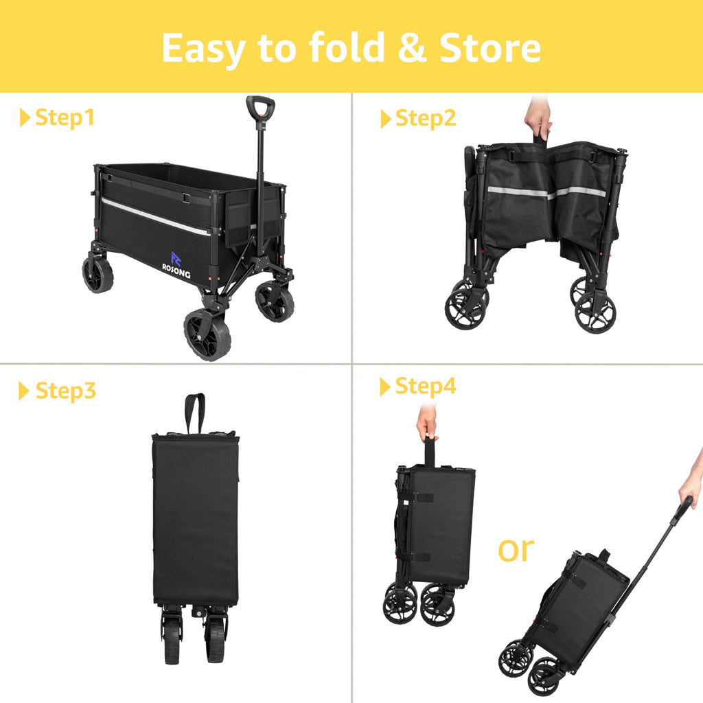 Collapsible Heavy Duty Wagon Cart with Wheels 120L Black L953