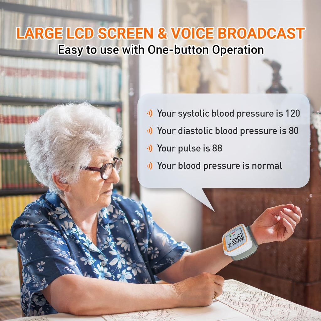 Automatic Wrist Blood Pressure Monitor with Voice Broadcast V414