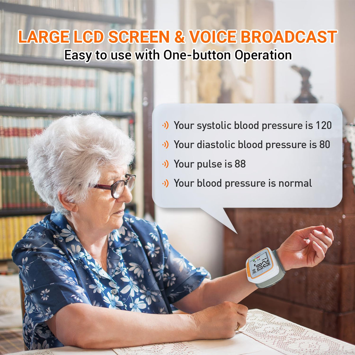 Automatic Wrist Blood Pressure Monitor with Voice Broadcast V414