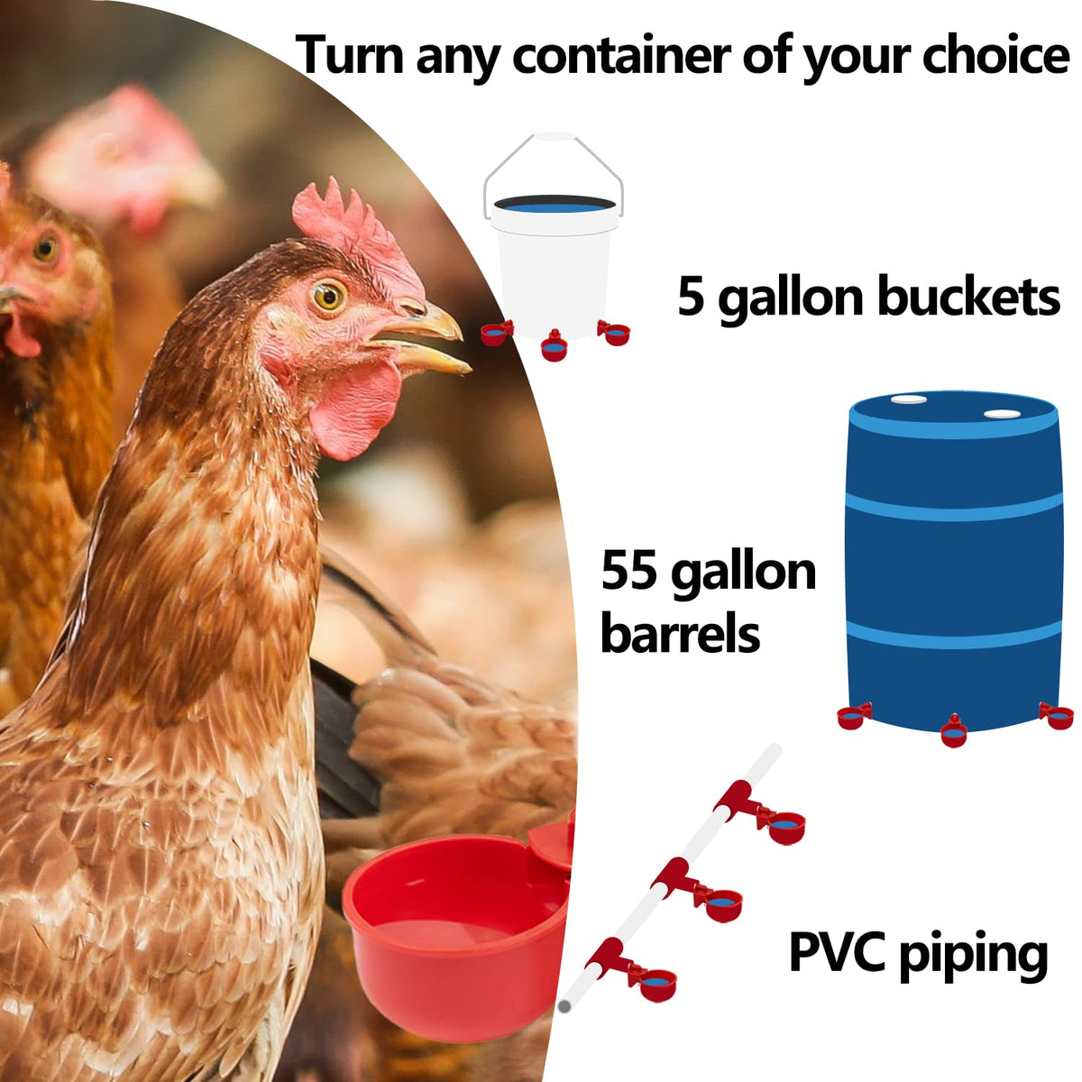 Automatic Poultry Waterer Kit 5 Gallon 12 Pack N325042