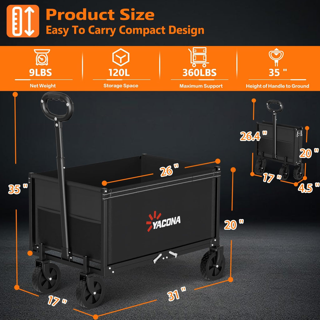 Foldable Heavy Duty Utility Wagon Cart with Wheels L50114