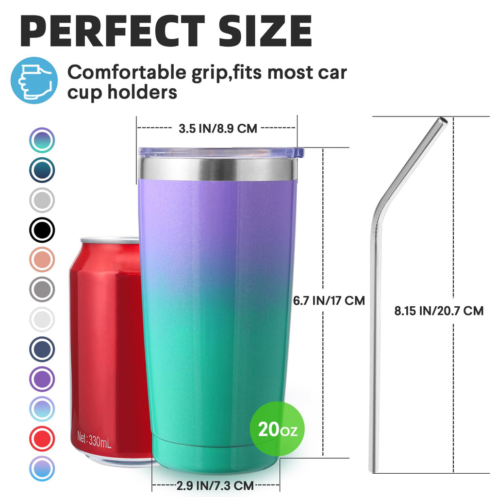 20oz Stainless Steel Insulated Tumbler with Lid and Straw 4 Pack L719807