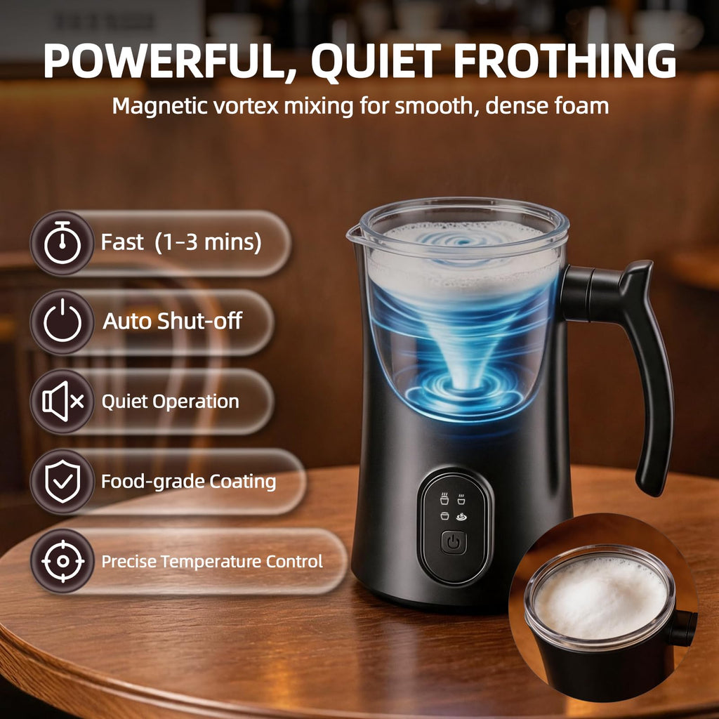 4-in-1 Electric Milk Frother and Steamer Black T63944