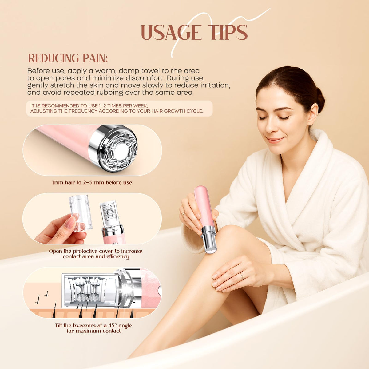 2-in-1 USB Rechargeable Electric Facial Hair Remover with LED Light H8421