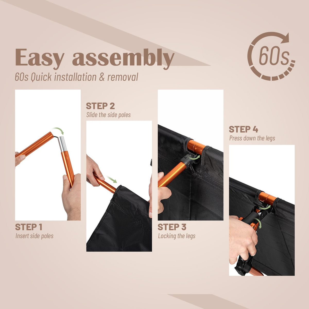 Foldable Camping Cot with Storage Bag I422508